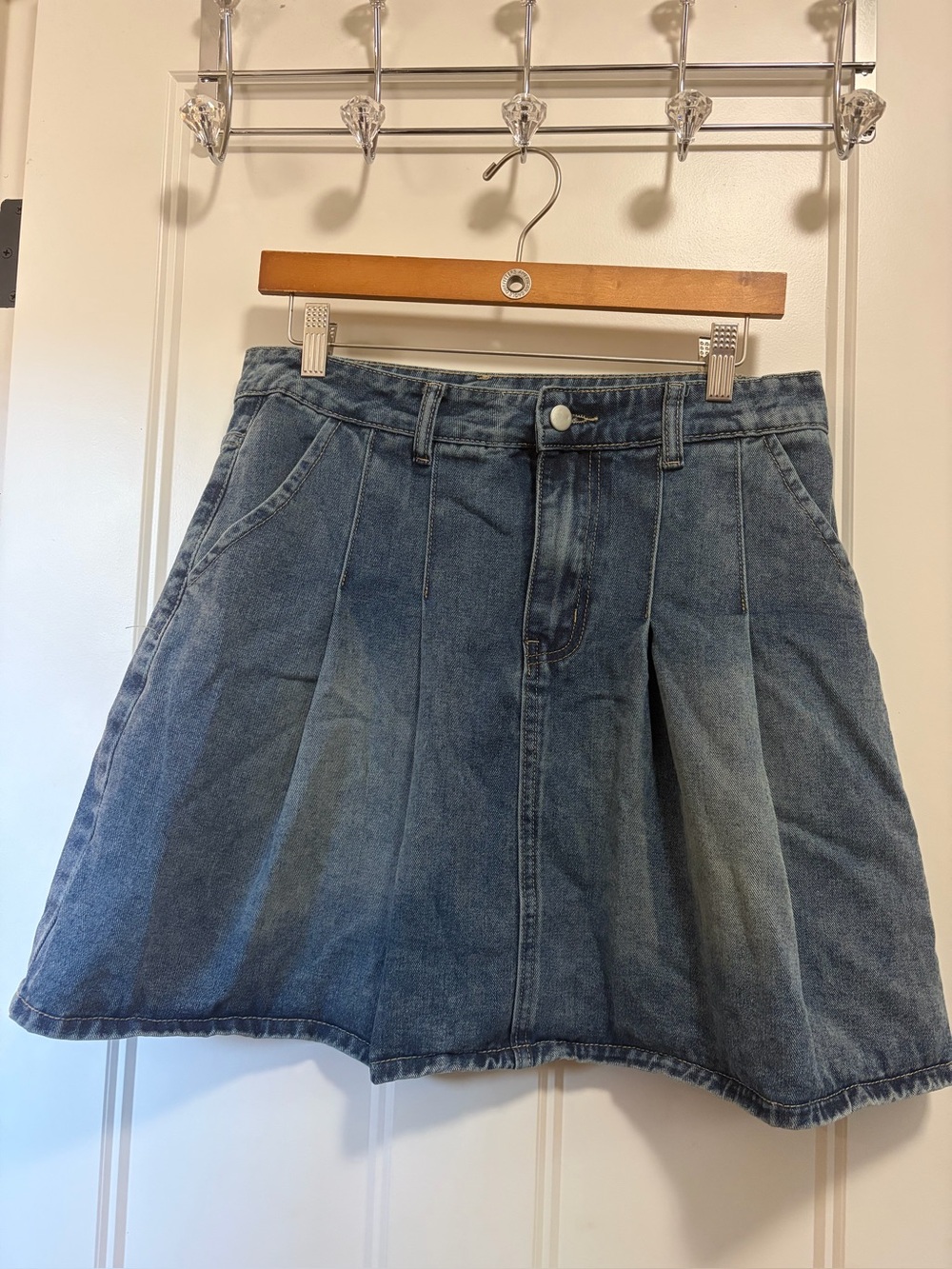 Denim A-Line Skirt - Dark Blue